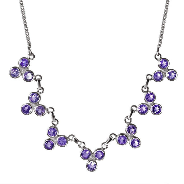 Purple Amethyst Gemstone and Sterling Silver Necklace Franki