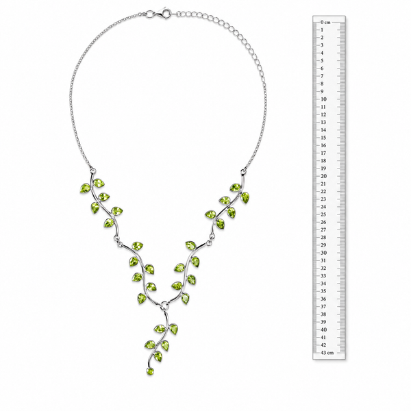 Peridot Vine Leaf Y-Drop Necklace | Faceted Natural Gemstones | 925 Sterling Silver - Franki Baker Jewellery