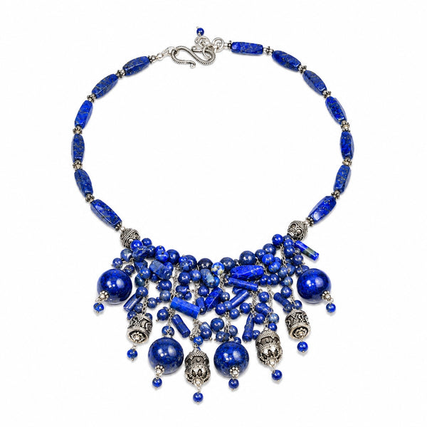 Blue Lapis Lazuli and Sterling Silver Statement Necklace