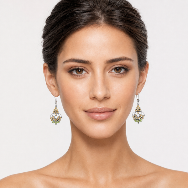 Peridot and Citrine Sterling Silver Chandelier Earrings - Franki Baker Jewellery