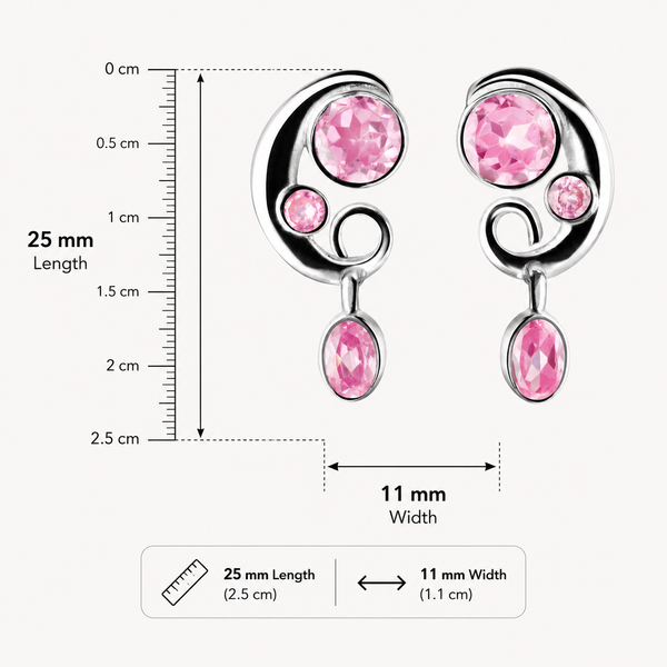 Pink Cubic Zirconia Drop Earrings in Sterling Silver
