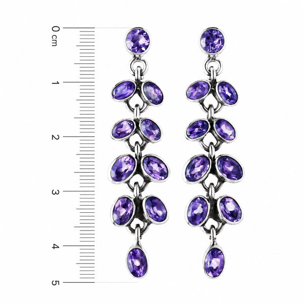 Amethyst Cascade Sterling Silver Statement Dangle Earrings