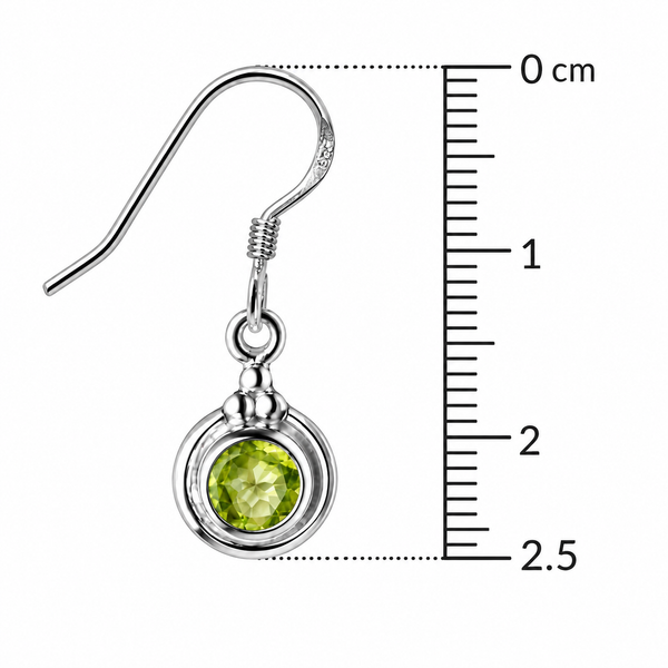 Peridot Gemstones & 925 Sterling Silver Delicate Light Weight Drop Earrings.
