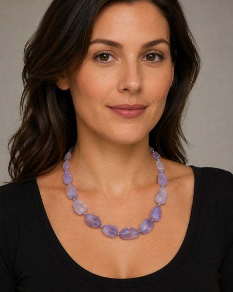 Chunky Pale Purple Amethyst Sterling Silver Necklace
