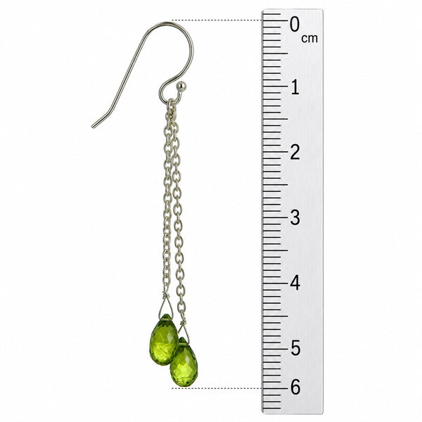 Green Peridot and Sterling Silver Drop Earrings