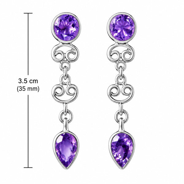 Amethyst and Sterling Silver Drop Earrings