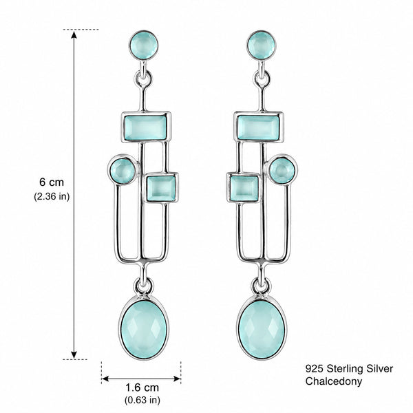 Silver Arts and Crafts Style Chalcedony Drop Earrings