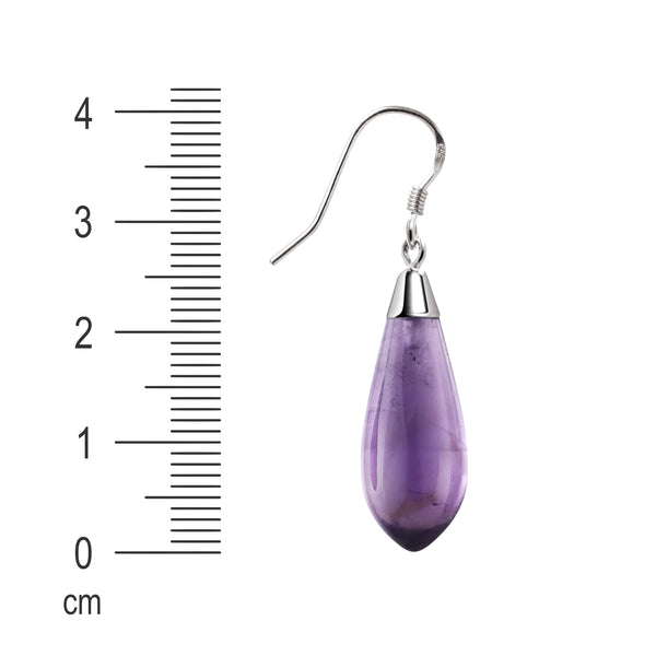 Natural Amethyst Gemstones and Sterling Silver Drop Earrings