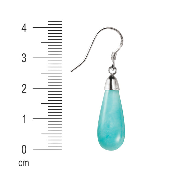 Blue-Green Amazonite Gemstone and Sterling Silver Drop Earrings