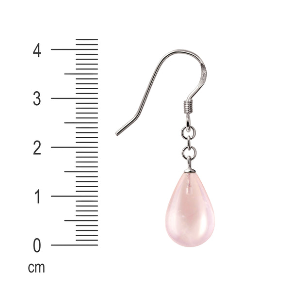 Pink Rose Quartz Gemstone and Sterling Silver Drop Earrings