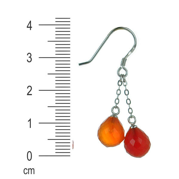 Red Carnelian and Sterling Silver Dangle Earrings