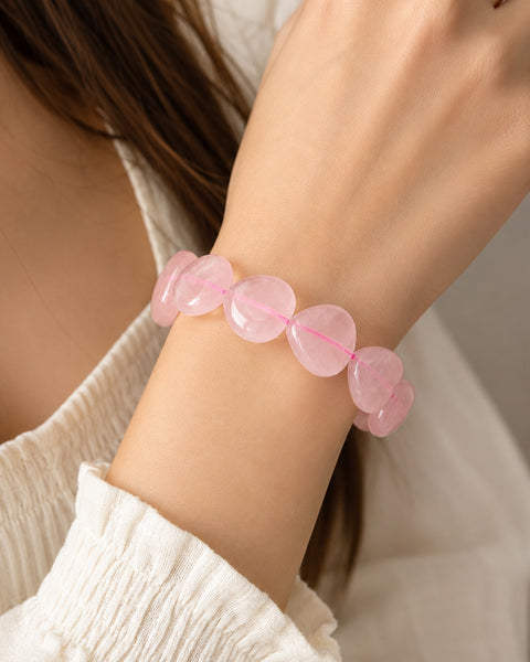 Rose Quartz Heart Expanding Bracelet