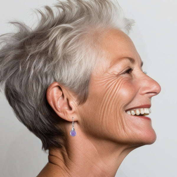 Dainty Pear Drop Amethysts and Sterling Silver Earrings