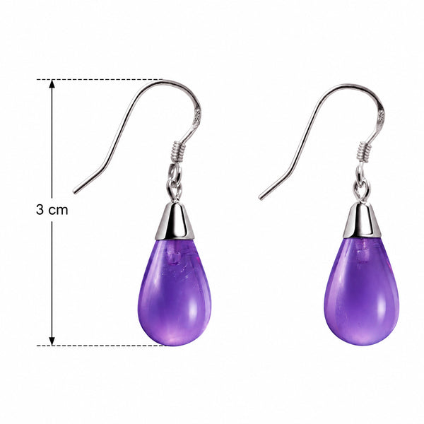 Pear Drop Amethyst & Sterling Silver Earrings
