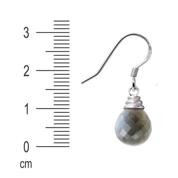 Dainty Pear Drop Shaped Labradorite and Silver Earrings