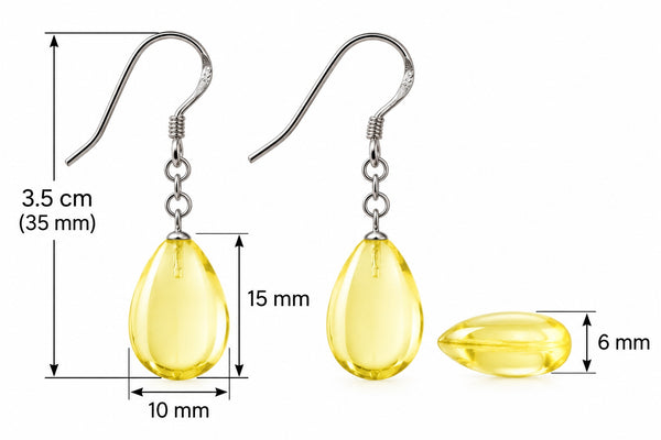 Yellow Citrine Pear Drop Earrings in 925 Sterling Silver