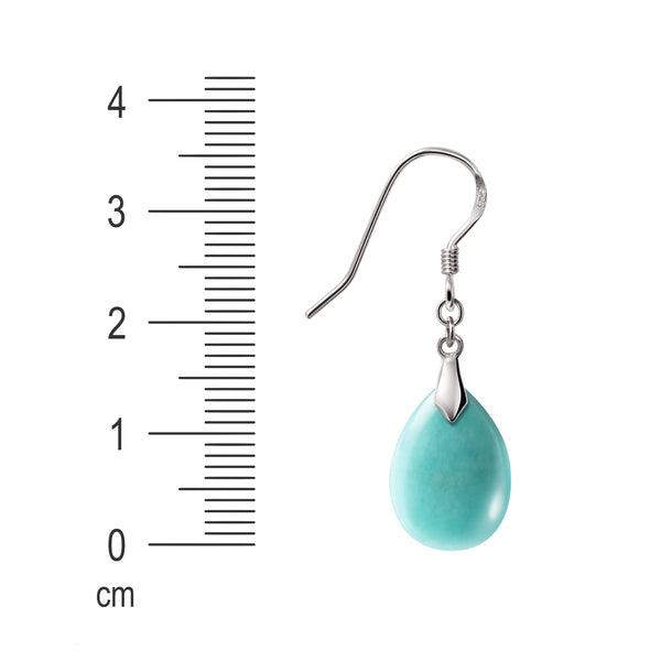 Elegant Tear Drop Shaped Green Amazonite Silver Earrings