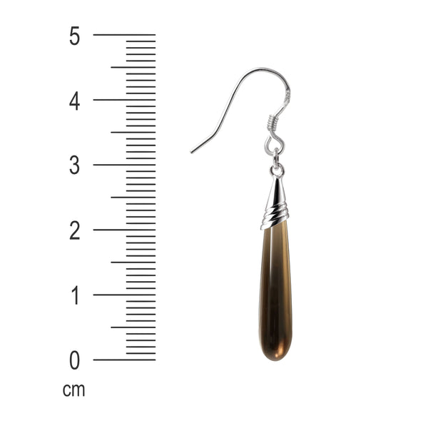 Long Elegant Brown Smoky Quartz Earrings on Sterling Silver