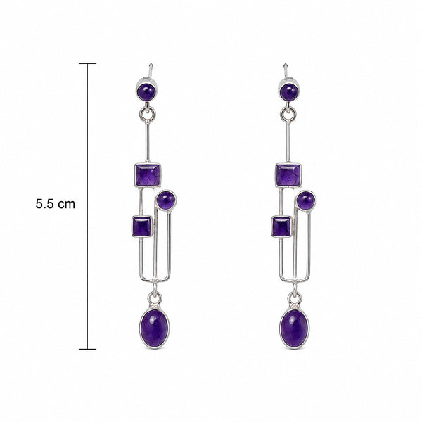 Arts and Crafts Style Amethyst and Sterling Silver Earrings