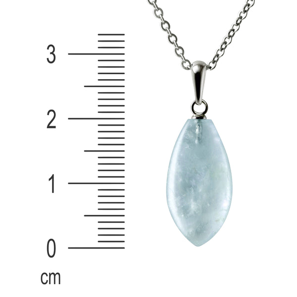 Sterling Silver & Aquamarine Gemstone Leaf Pendant Necklace