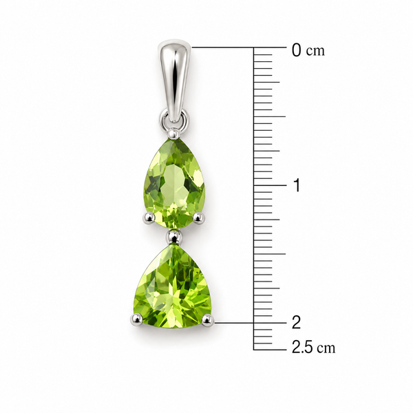 Double Peridot Pendant Necklace in Sterling Silver