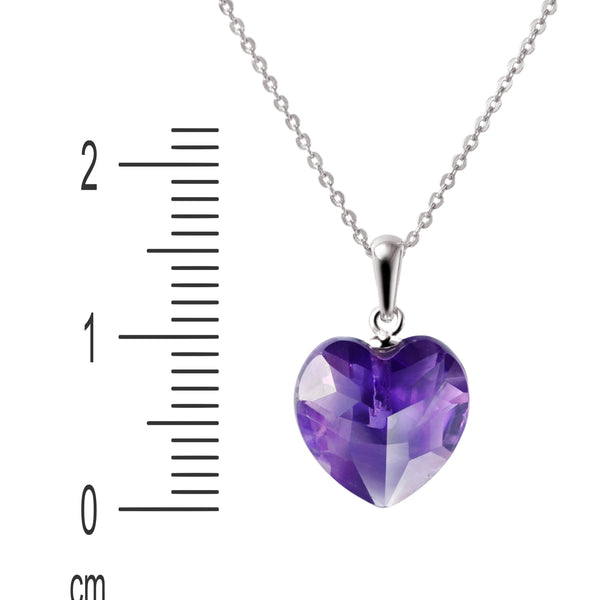 Dainty Amethyst Heart and Sterling Silver Pendant Necklace
