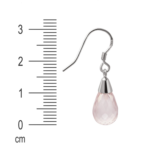 Pink Faceted Rose Quartz and Sterling Silver Earrings