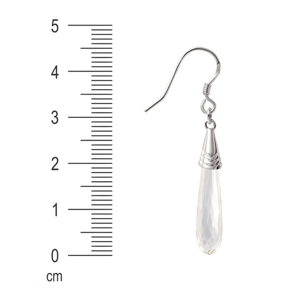 Long Faceted Natural Rock Crystal and Sterling Silver Earrings