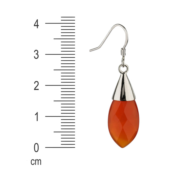 Faceted Red Carnelian Gemstone and Sterling Silver Drop Earring