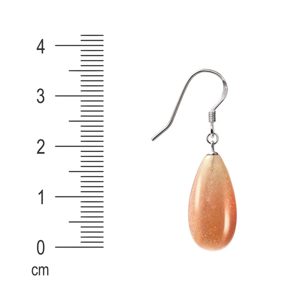 Leaf Shaped Drop Goldsand Sunstone and Silver Earrings