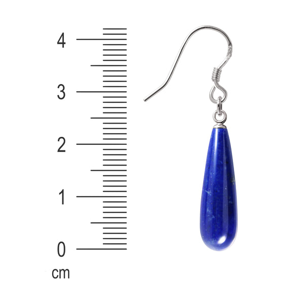 Pear Drop Shaped Lapis Lazuli and Sterling Silver Earrings. Length: 4.2cm