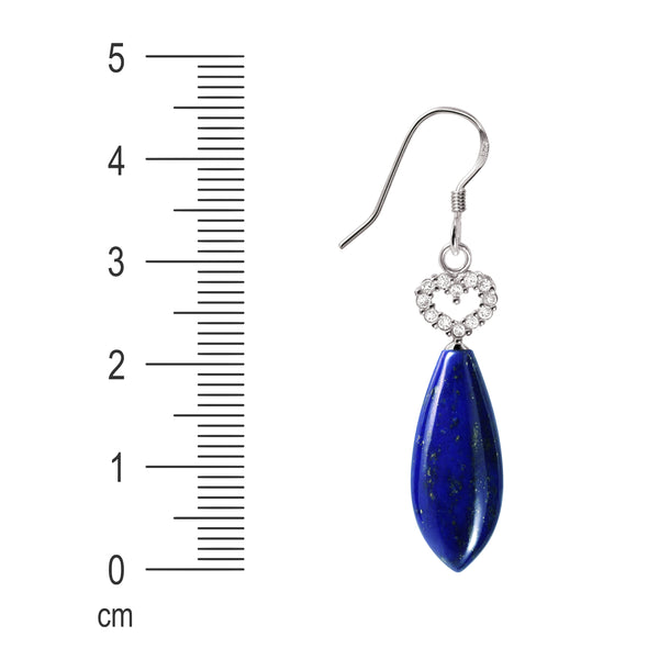 Lapis Lazuli and Sterling Silver Heart Earrings