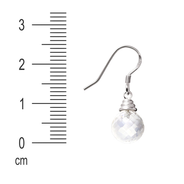 Dainty Apple Shaped Cut Rock Crystal and Silver Dangle Earrings