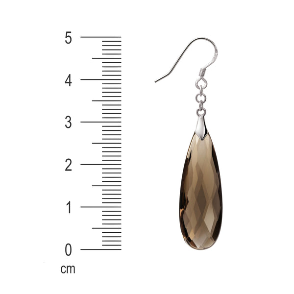 Statement Brown Smoky Quartz and Sterling Silver Earrings