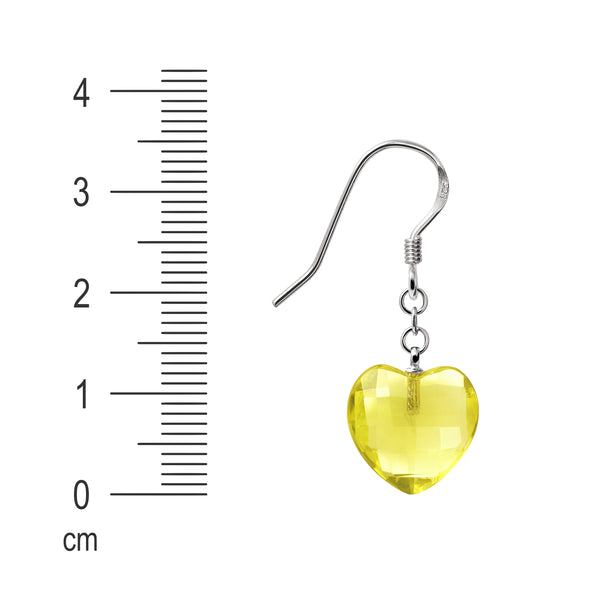 Pretty Lemon Quartz Heart and Stirling Silver Earrings
