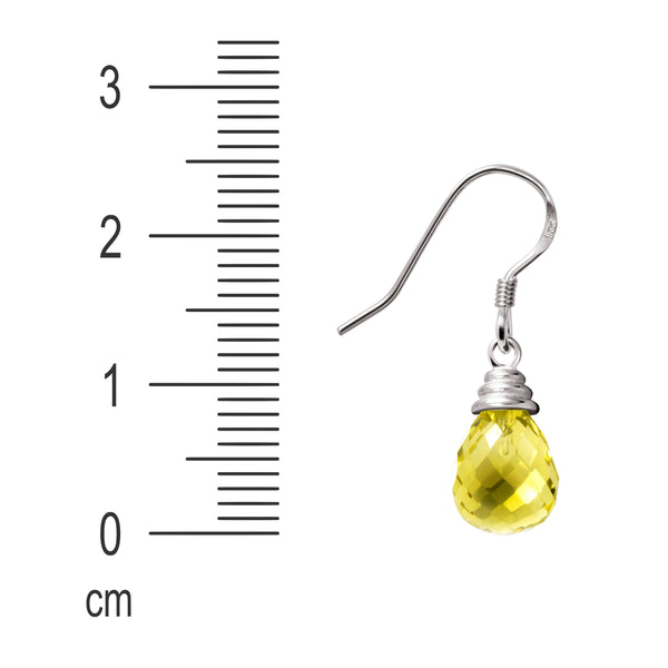 Dainty Lemon Quartz Sterling Silver Dangle Earrings