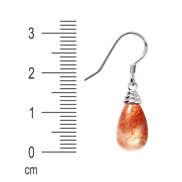 Dainty Pear shaped Sunstone and Sterling Silver Dangle Earrings
