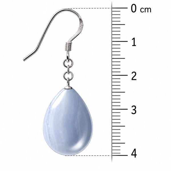 Blue Lace Agate Drop Earrings | 925 Sterling Silver | 4 cm - Franki Baker Jewellery