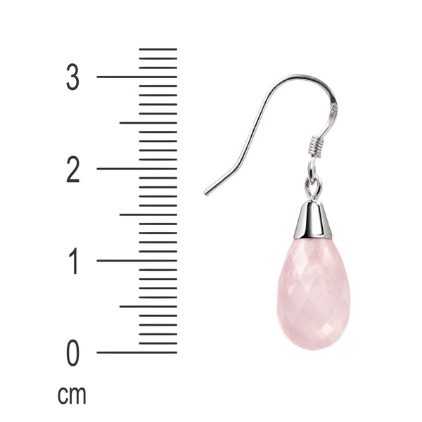 Pretty Faceted Rose Quartz & Sterling Silver Drop Earrings