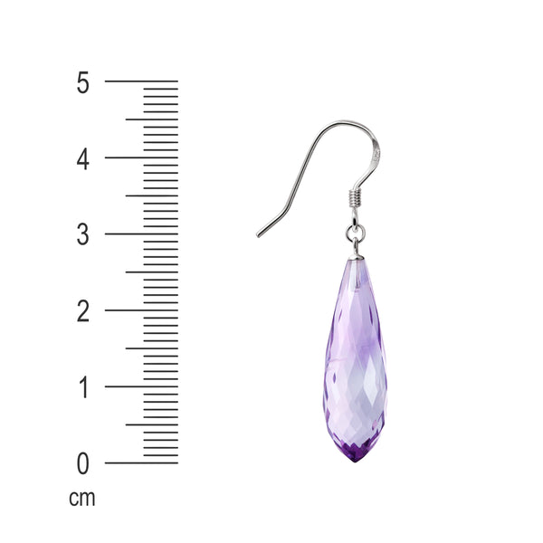 Classic Pretty Faceted Amethyst & Sterling Silver Stud/Drop Earrings