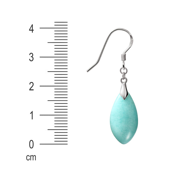 Marquise Cabochon Cut Amazonite and Silver Earrings