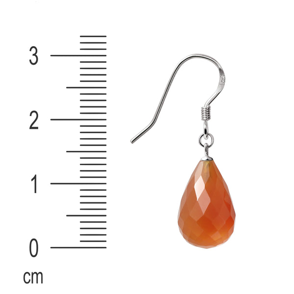 Simple Red Carnelian Gemstone and Sterling Silver Drop Earrings
