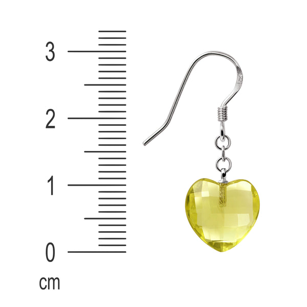 Stunning Faceted Lemon Quartz Hearts and Sterling Silver Earrings