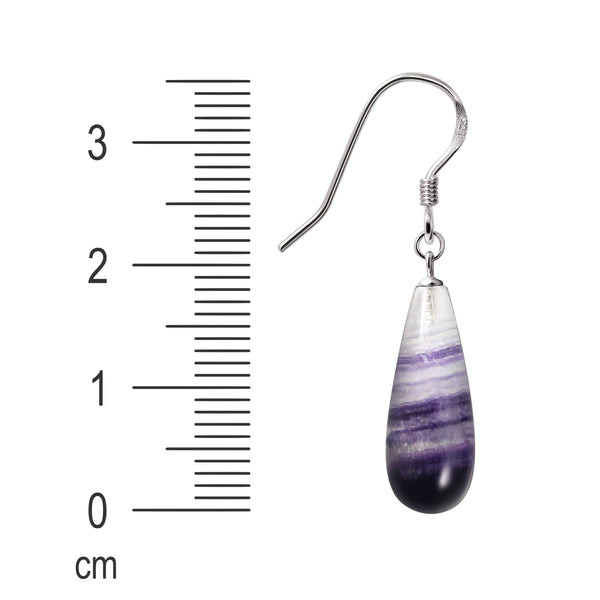 Purple Fluorite Pear Drop & 925 Sterling Silver Earrings
