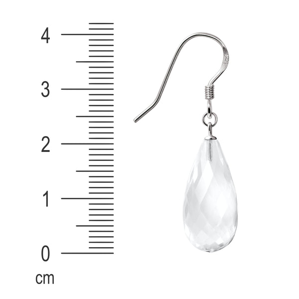 Pretty Faceted Natural Rock Crystal and Sterling Silver Earrings