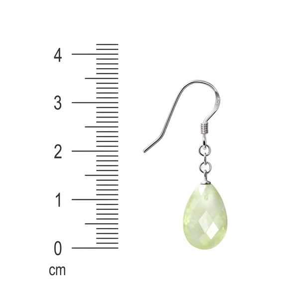 Rare Light Green Prehnite Gemstone and Sterling Silver Earrings