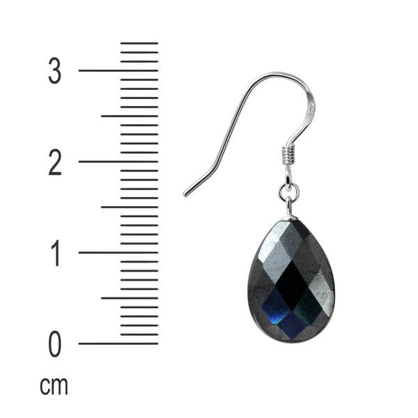 Elegant Metallic Grey Faceted Hematite Sterling Silver Earrings
