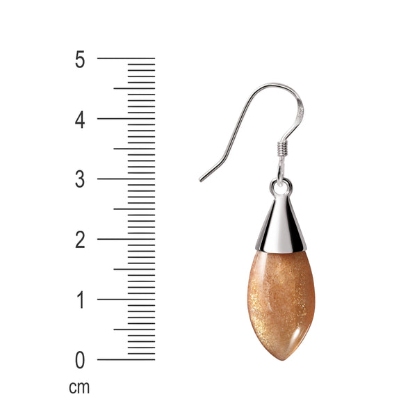 Drop Gold Sunstone Gemstone and Sterling Silver Earrings