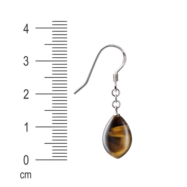 Golden Brown Tiger's Eye Gemstone and 925 Sterling Silver Earrings