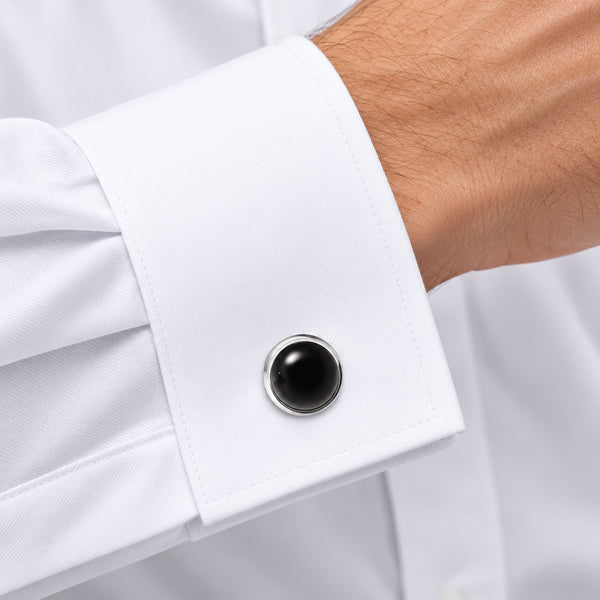 Natural Black Onyx Cufflinks in 925 Sterling Silver - Franki Baker Jewellery